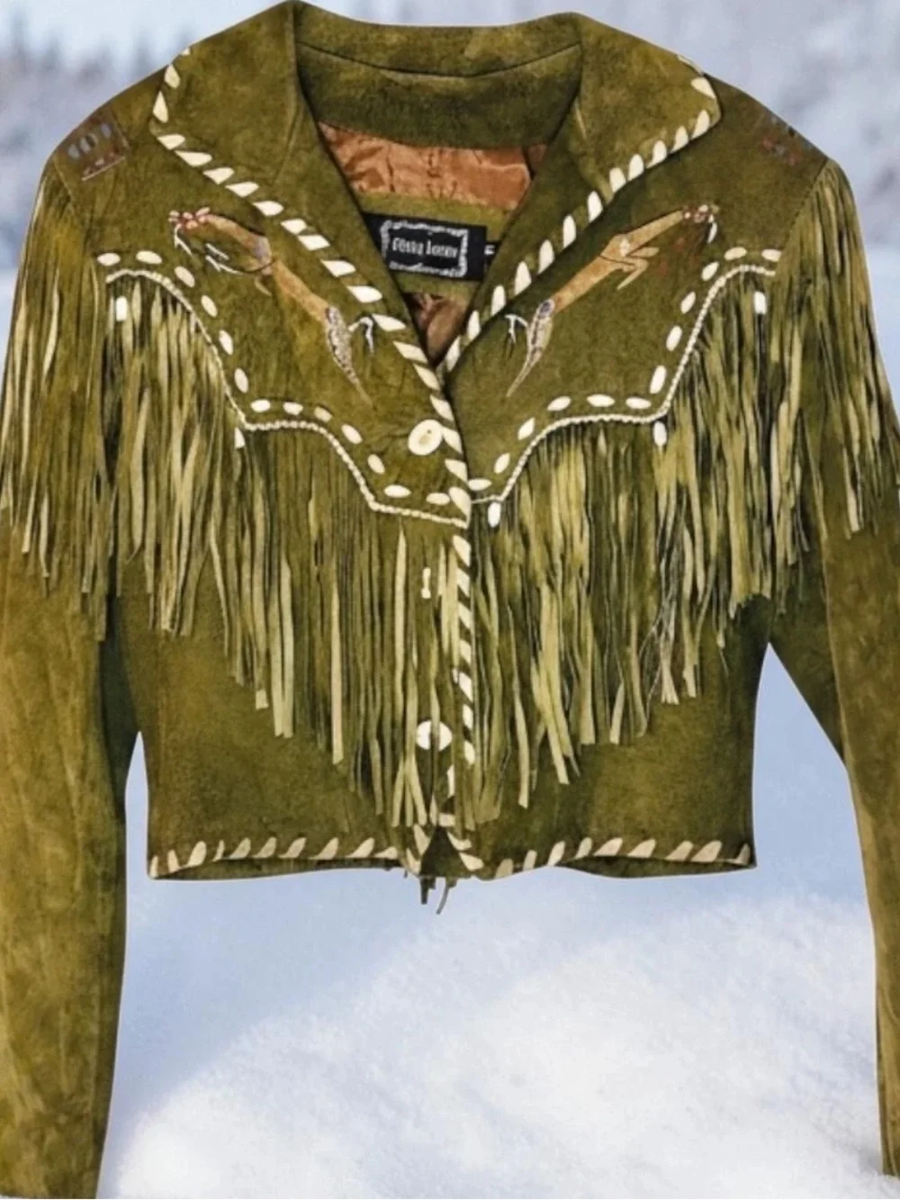 Patricia Wolf Patty Lewis hand painted leather fringe jacket Natice American boh - Picture 3 of 12